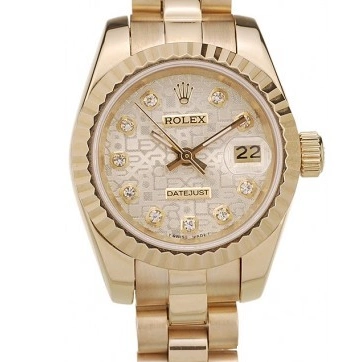 Best AAA Replica Sites Rolex Bezel Pattern Dial DateJust Ribbed Gold Gold 0630